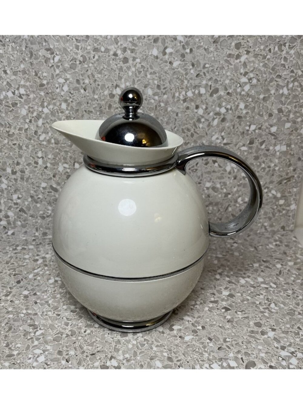 Vintage Studio Nova Thermal Coffee Carafe White Chrome MCM Insulated Server